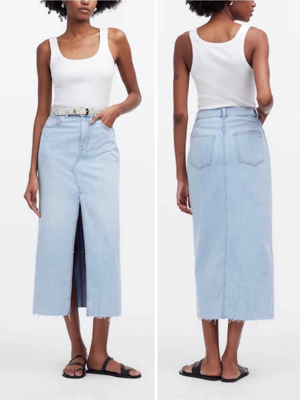 MADEWELL The Rilee Denim‎ Midi Skirt in Fitzgerald Wash NQ801